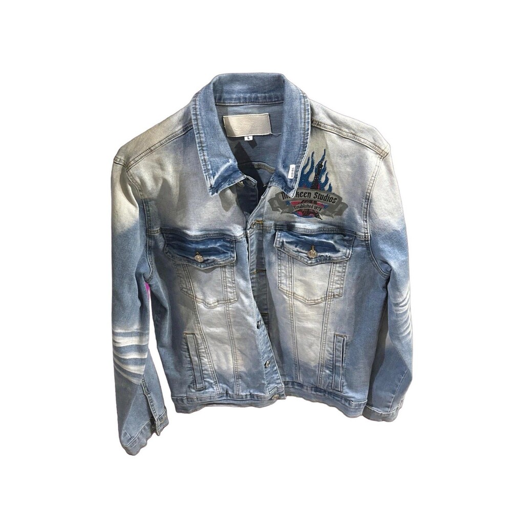 Mac Keen / Mackeen Studios - ACE Graphic Denim Trucker Jacket - Size L